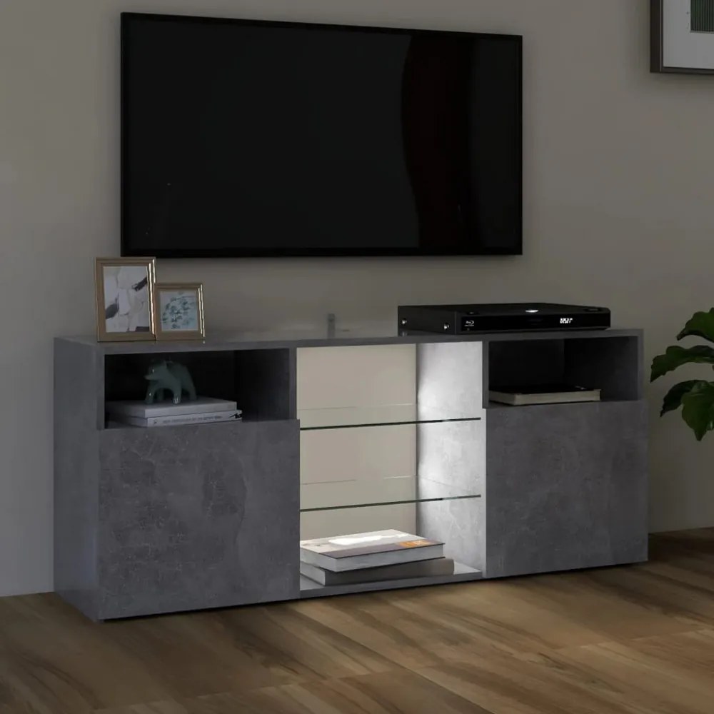szürke TV-szekrény LED-világítással 120 x 30 x 50 cm