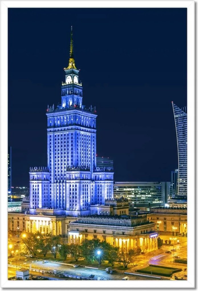 Poszterek keretben 40x60 Varsó éjszaka Palota