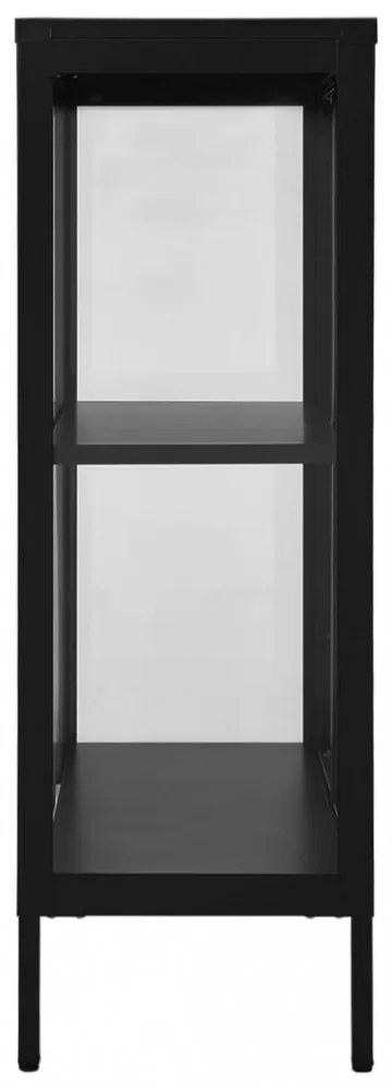 fekete acél és üveg tálalószekrény 75 x 35 x 105 cm