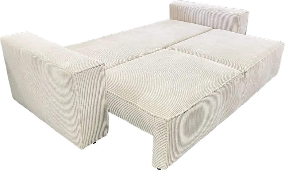 Kihúzható heverő, bézs, HARPERA BIG SOFA