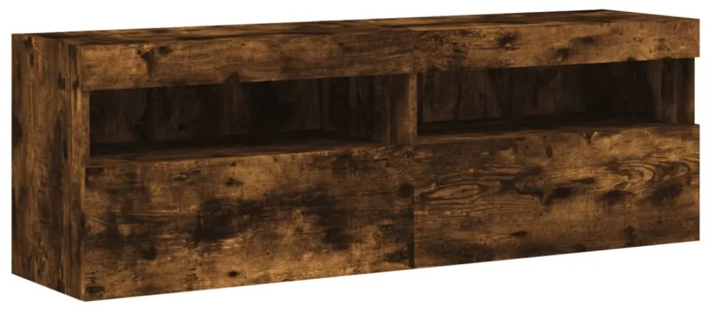 2 db füstös tölgy fali TV-szekrény LED-ekkel 60x30x40 cm