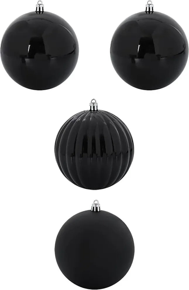 vidaXL Karácsonyi Díszgömb Készlet XXL 4 pcs Fekete Műanyag