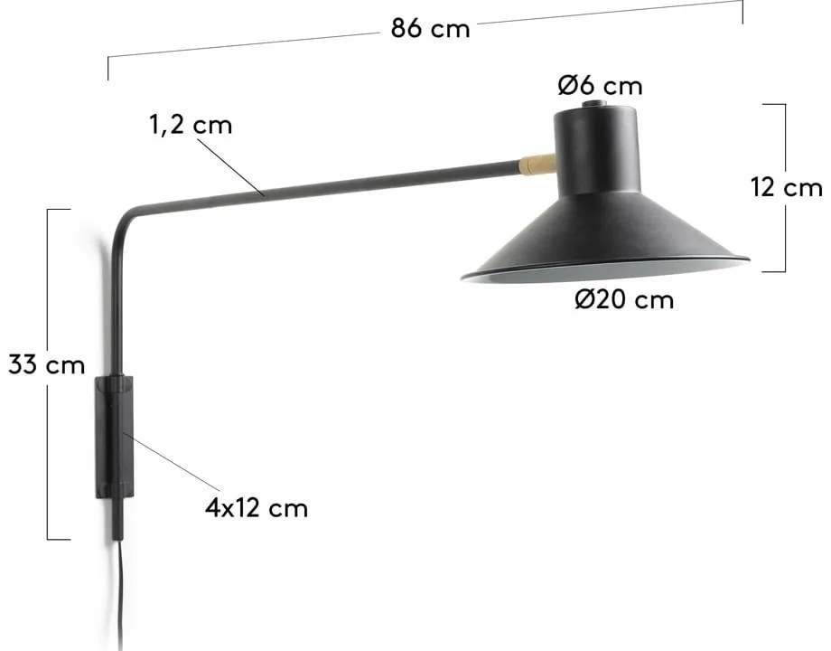 Fekete fali lámpa ø 20 cm Aria – Kave Home