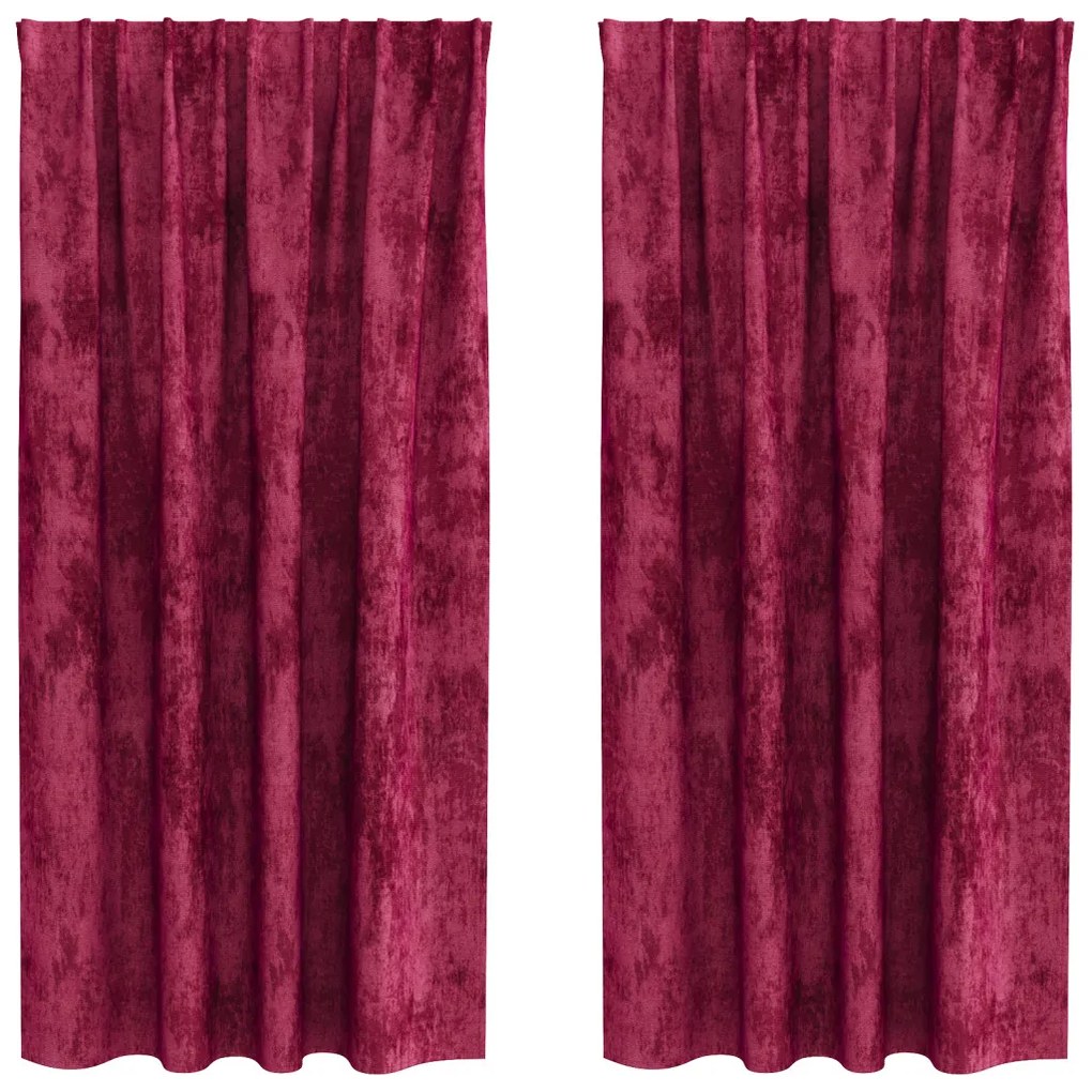 Velúr Függöny 2 db rudacsatlakozós Burgundi vörös 175x140 cm