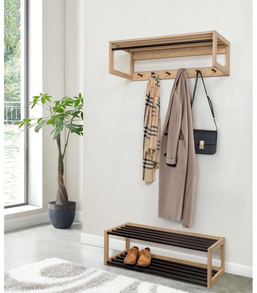 Fekete-natúr színű fém cipőtartó - Woodman