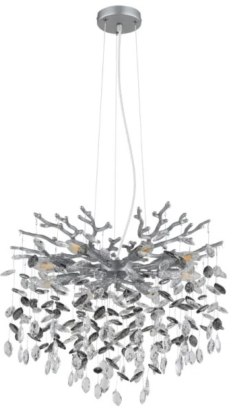 Globo 64138H1S - Kábeles csillár QUEENA 8xE14/40W/230V ezüstszínű