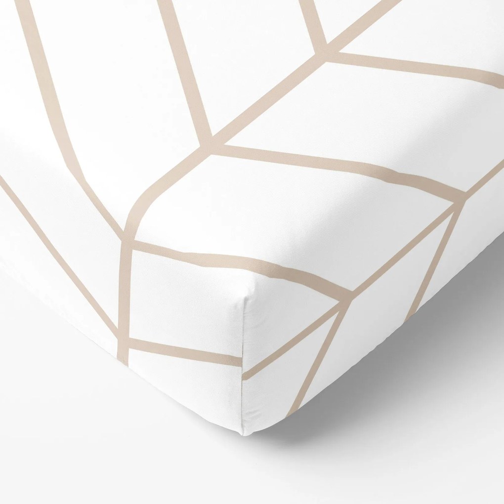 Goldea pamut körgumis lepedő - bézs cikkcakk fehéren 200 x 200 cm