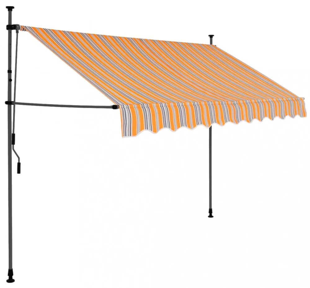 sárga és kék kézzel kihúzható LED-es napellenző 250 cm