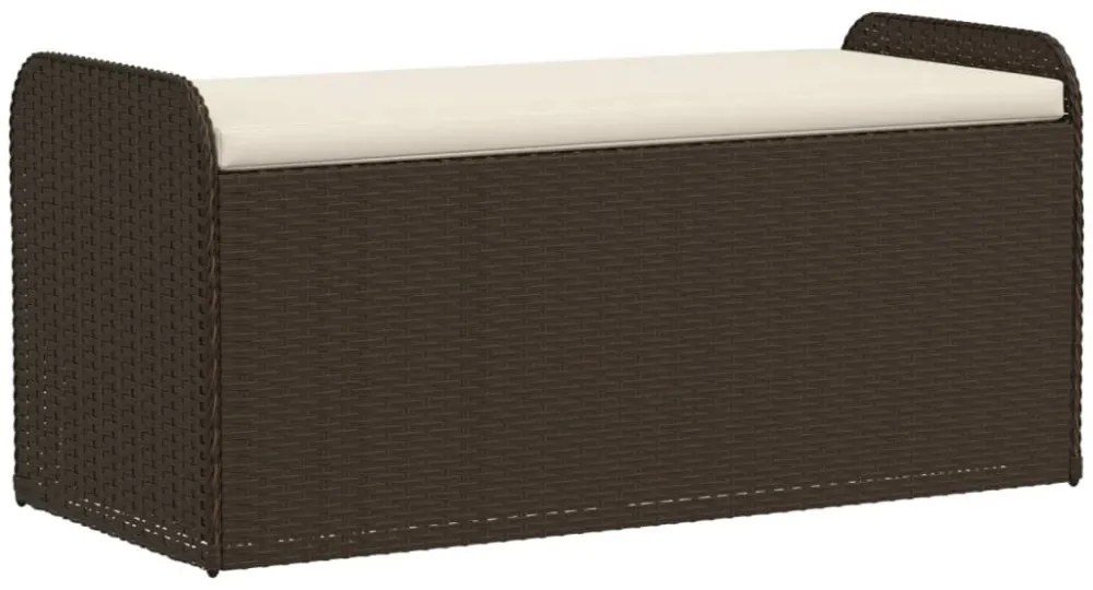 barna polyrattan tárolópad párnával 115 x 51 x 52 cm