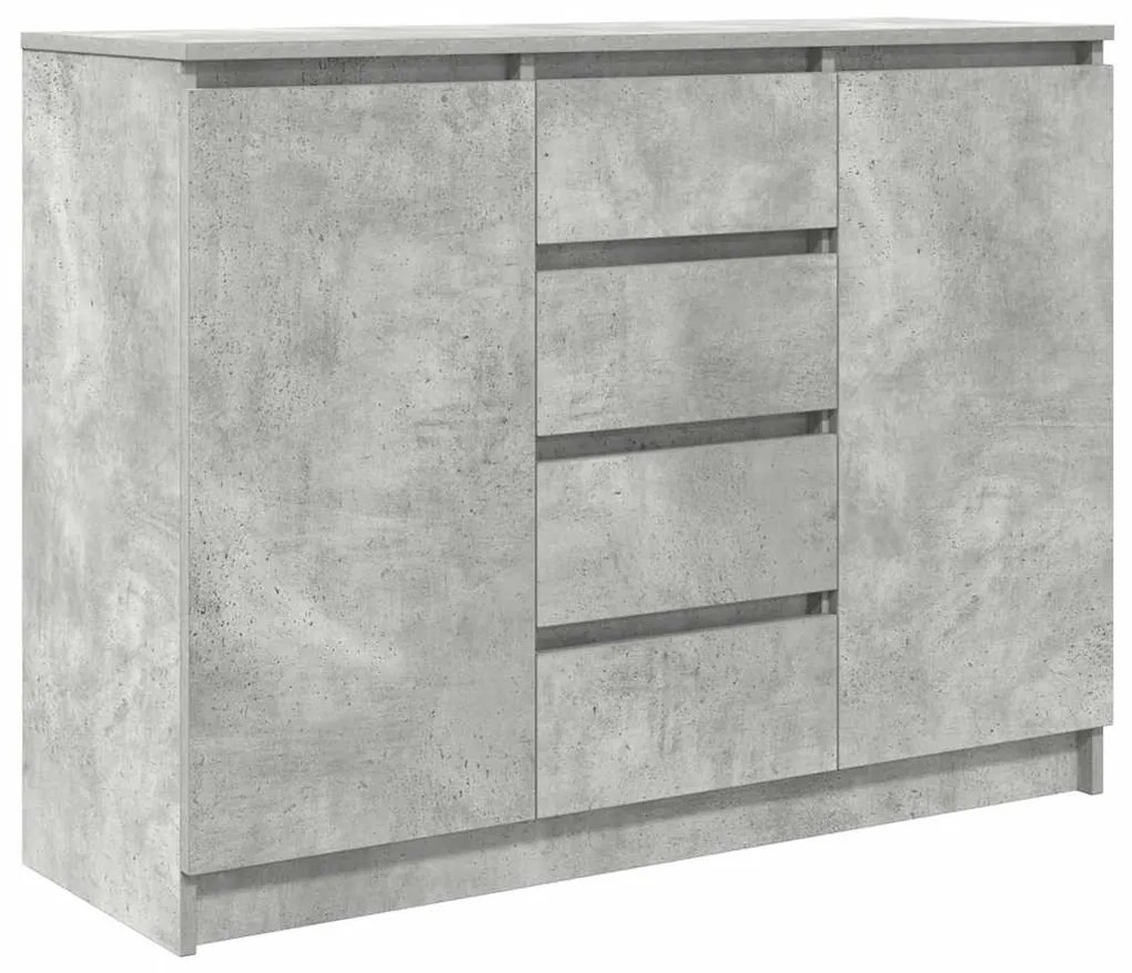 betonszürke szerelt fa tálalószekrény fiókos 100,5x35x76 cm