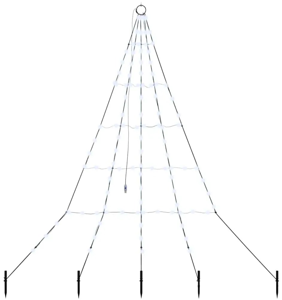 LED Karácsonyfák talajráccsal Hideg fehér 180 cm Fém