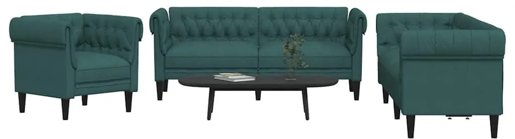 3 részes sötétzöld szövet ülőgarnitúra