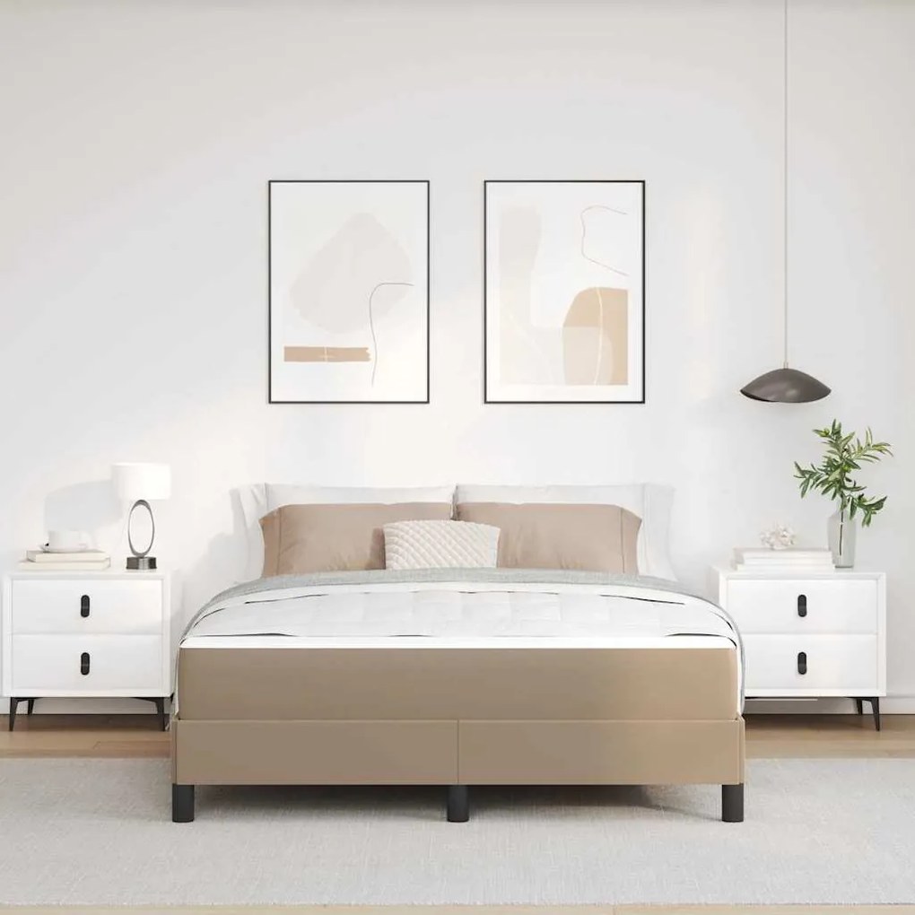 Ágy matracmal Cappuccino 140 x 190 cm Műbőr