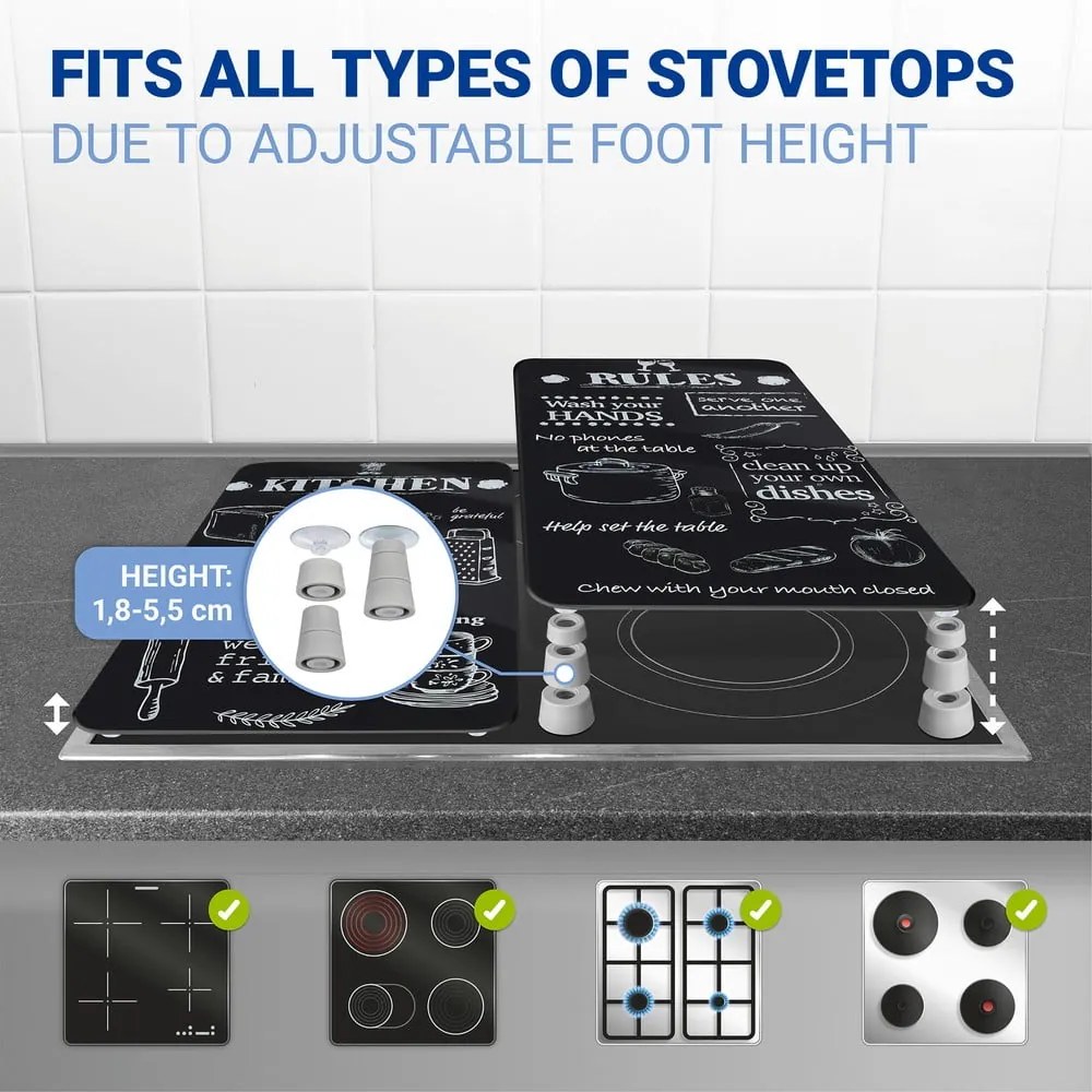 Edzett üveg tűzhely fedőlap szett 2 db-os 52x30 cm Kitchen Rules – Maximex