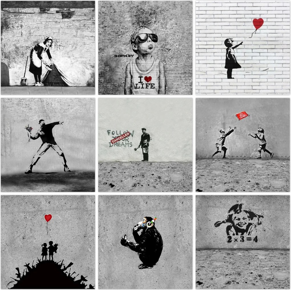 Poszter szett 9x 30x30 Mix Banksy