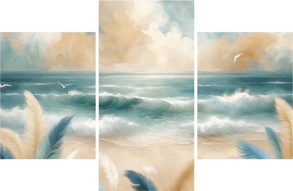 Kép – Festett strand lágy színekben (90x60 cm)