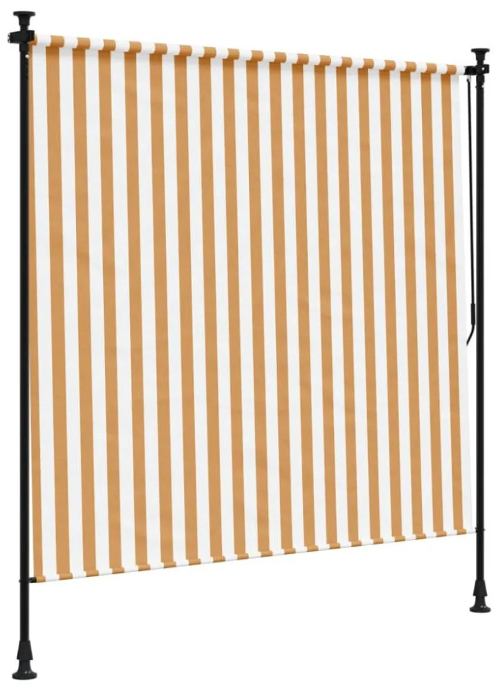 narancssárga és fehér szövet és acél kültéri roló 150 x 270 cm