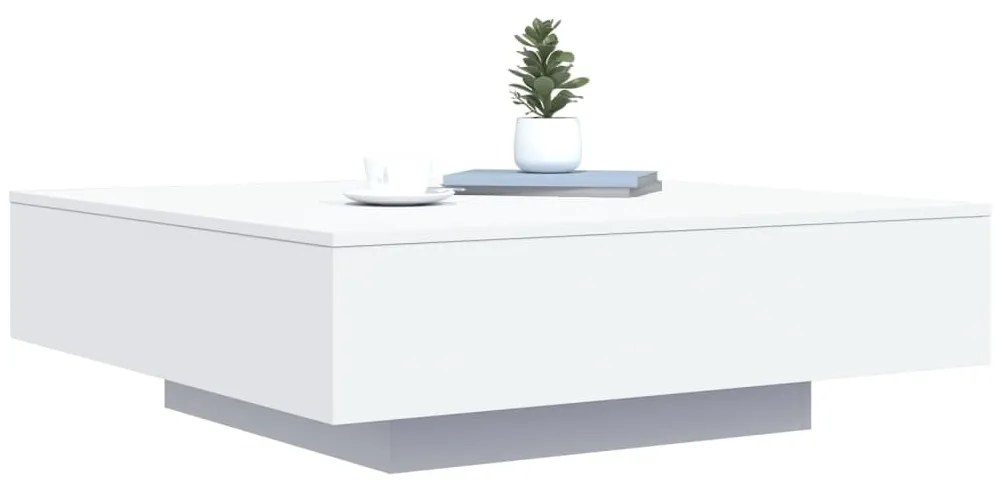 Fehér dohányzóasztal LED-lámpákkal 100 x 100 x 31 cm
