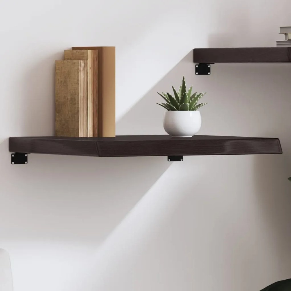 sötétbarna kezelt tömör tölgyfa fali polc 60x60x(2-6) cm
