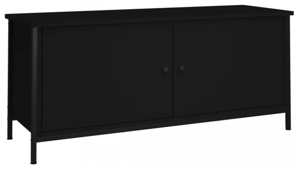 fekete szerelt fa TV-szekrény ajtókkal 102x35x45 cm
