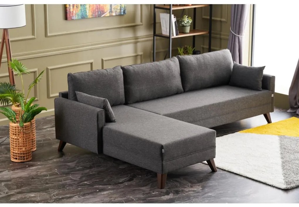 RIGA L-alakú sarokkanapé, antracit, balos kivitel