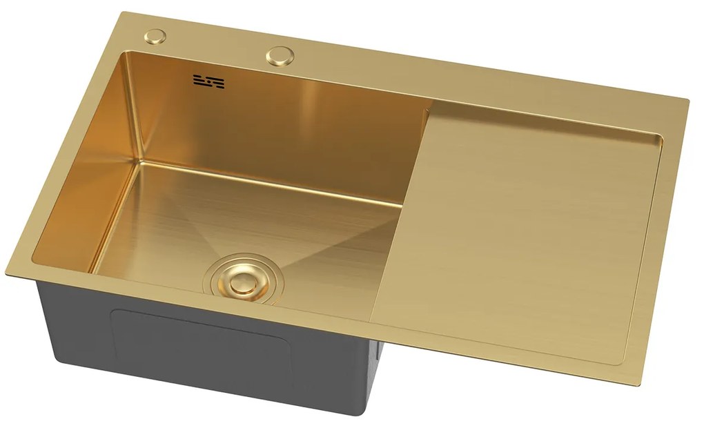 Erga HD, 1 kamrás acél mosogató 780x490x210 mm, bal, arany, ERG-MLS-HD7849LG