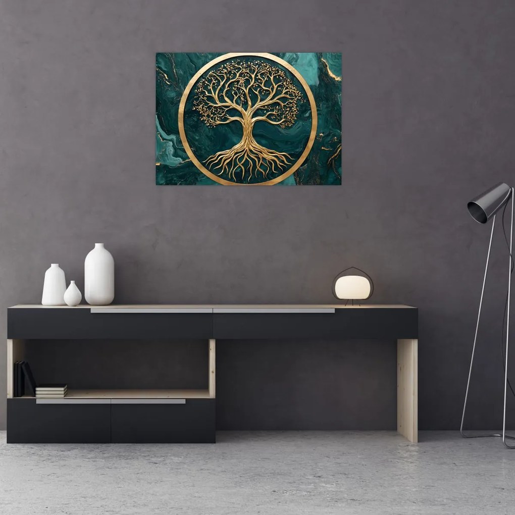 Kép – Márványban lévő arany életfa (70x50 cm)