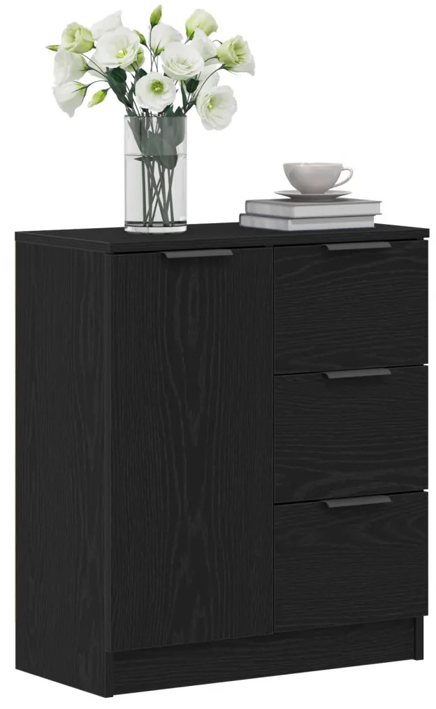 vidaXL Széf fiókkal Fekete tölgy 60 x 30 x 70 cm Faanyag