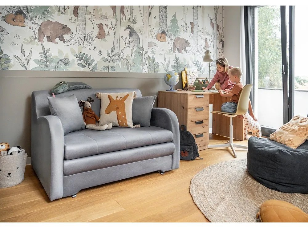 Világosszürke bársony kinyitható kanapé 130 cm Ario – ELTAP