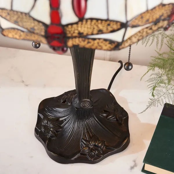 Endon 64086 - Asztali lámpa Tiffany DRAGONFLY 2xE27/60W/230V átm. 30 cm