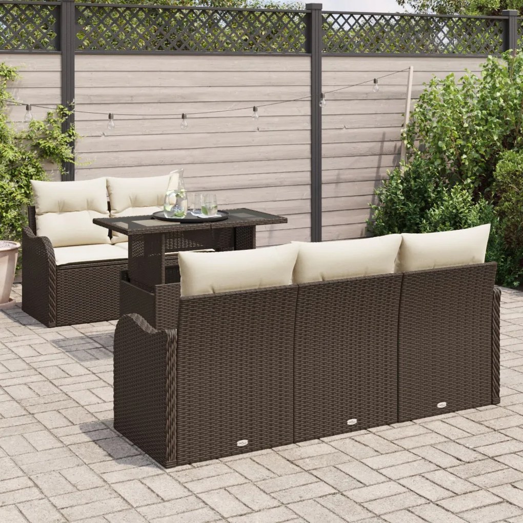 Kerti Kanapé Szett 6 pcs Barna 100 x 55 x 73 cm Poli rattan