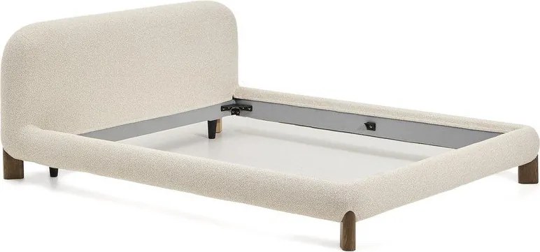Bézs kárpitozott franciaágy ágyrács nélkül 180x200 cm Odina – Kave Home