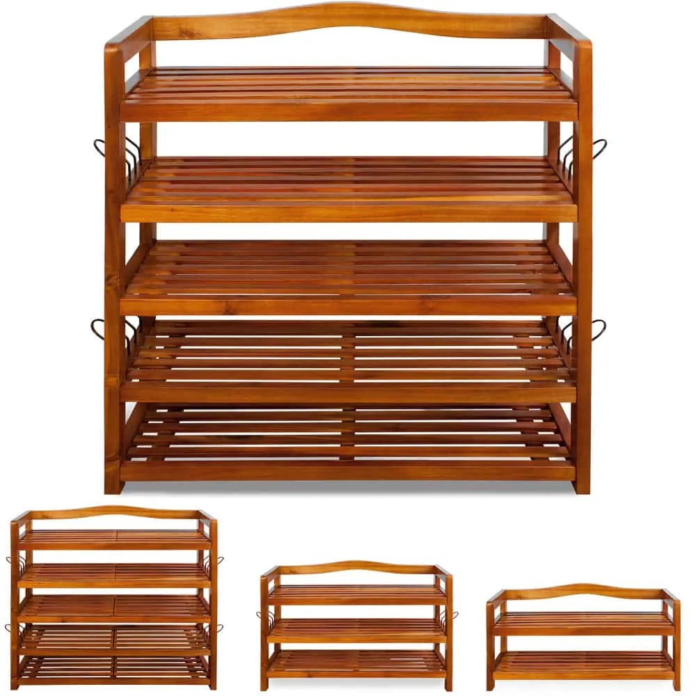 RUSTIC cipőtartó polc, 5 polc, 75x26x82cm, természetes barna Casaria