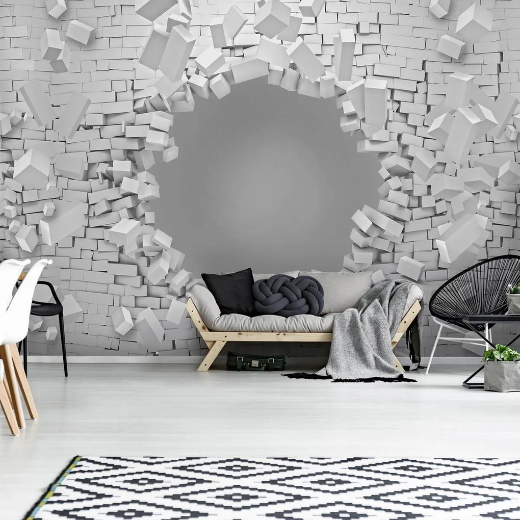 Fotótapéta - 3D-s robbanás egy téglafal (152,5x104 cm)
