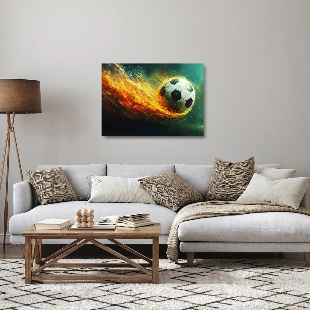 Üveg kép - Focilabda repülés közben (70x50 cm)