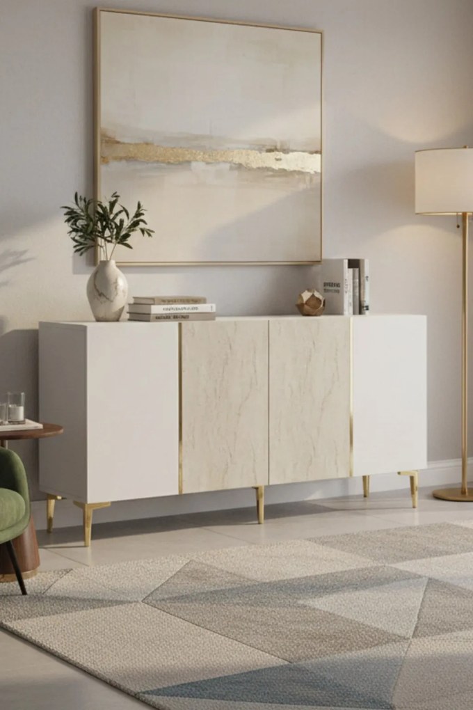 Poli 150 - White, Travertine, Gold