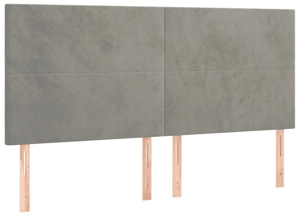 világosszürke bársony LED-es fejtámla 180x5x118/128 cm