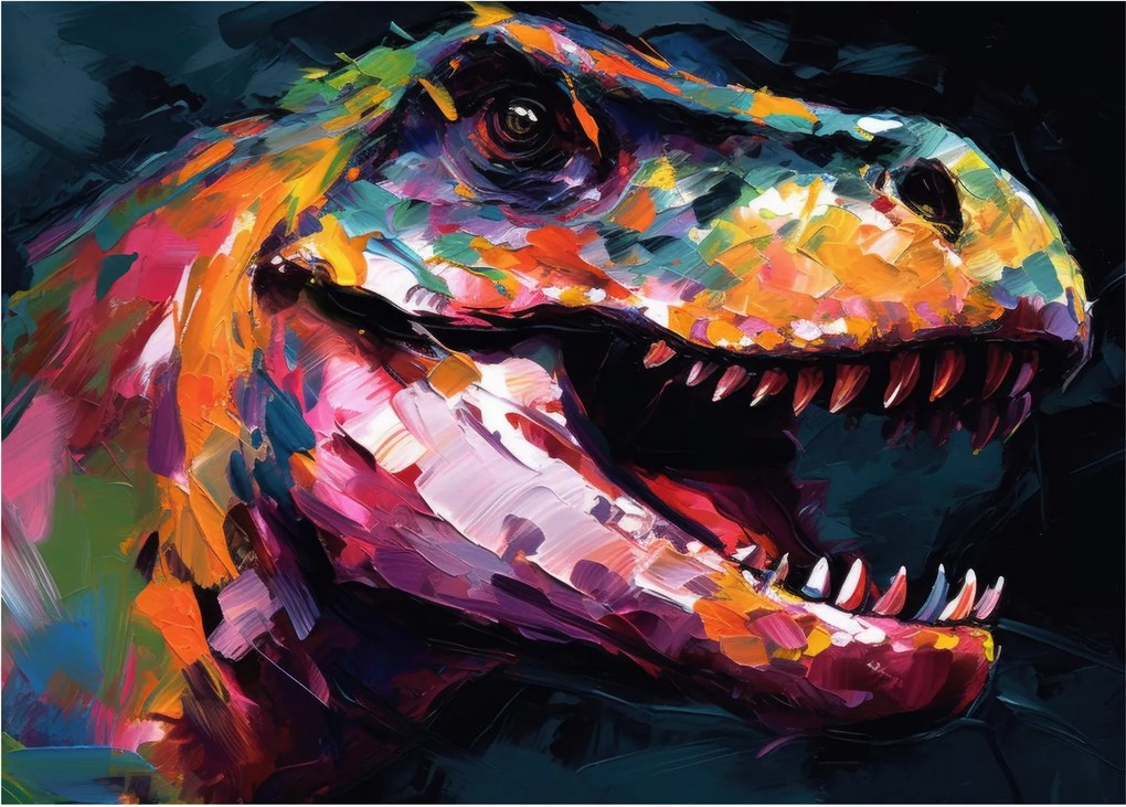 Üveg kép - Dinoszaurusz, festészet (70x50 cm)