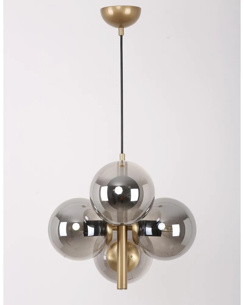 Szürke-aranyszínű függőlámpa üveg búrával ø 15 cm Forte – Squid Lighting