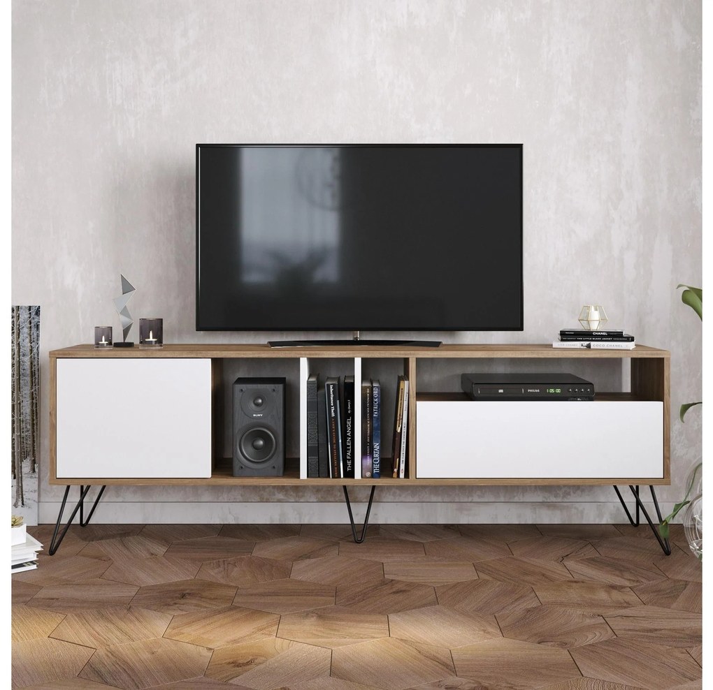 TV asztal/Szekrény Mistique 180 (dió + fekete + fehér) . 1102366