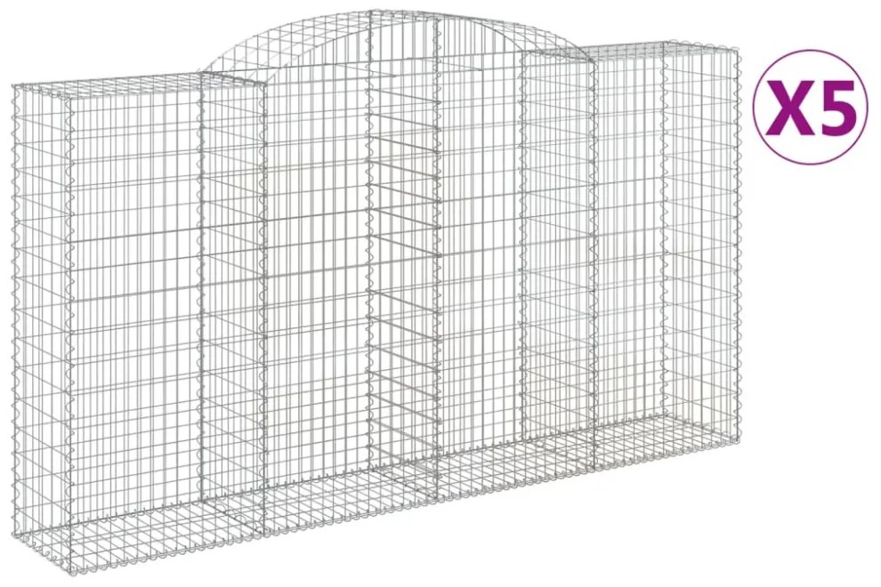 5 db íves horganyzott vas gabion kosár 300x50x160/180 cm