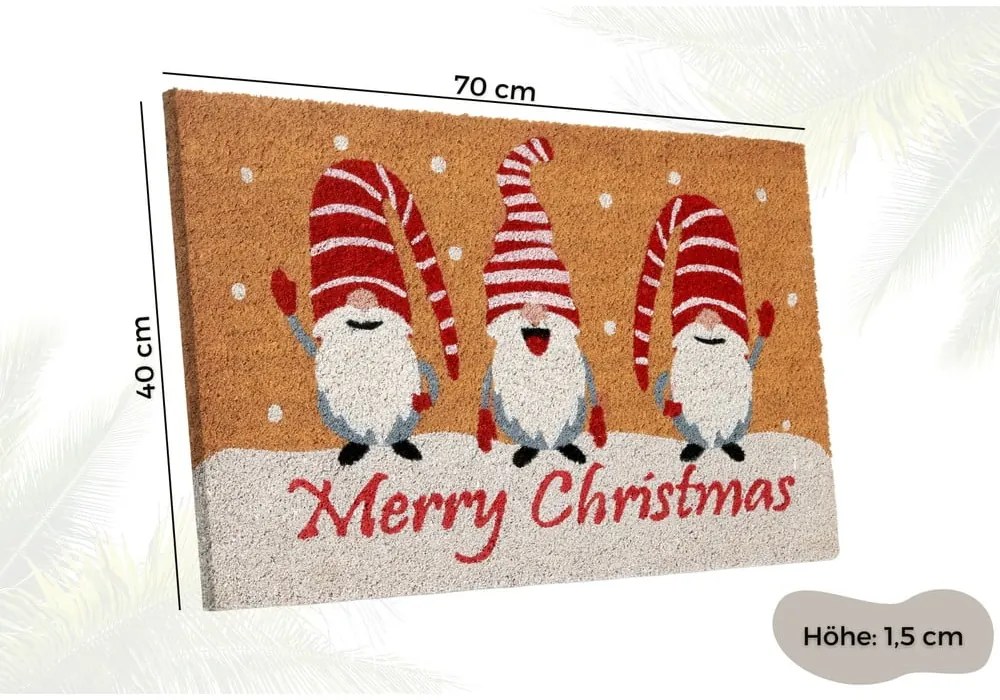 Kókuszrost lábtörlő karácsonyi mintával 40x70 cm Christmas Gnomes – Hanse Home