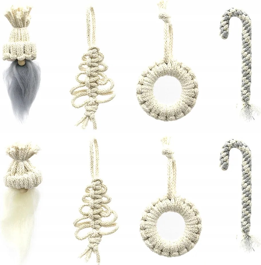 Kézzel Készített Karácsonyfadísz Bézs Gömb 8