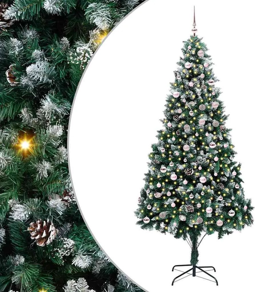 vidaXL Mű karácsonyfa 300 LED-del Zöld 240 cm PVC és Acél és Műanyag