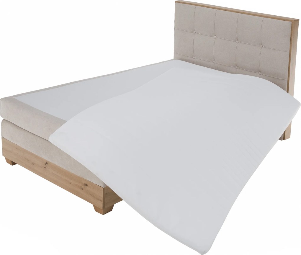 Elektromos állítható ágy, boxspring, bézs/artisan tölgy, 120x200, TIANA