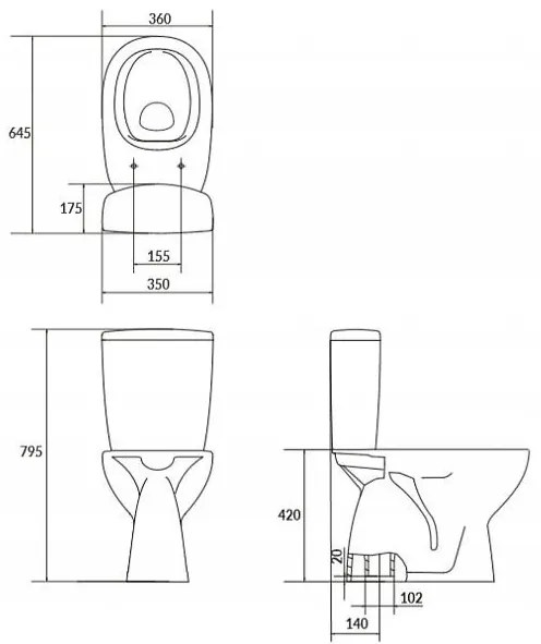 Cersanit ARTECO - WC kombi + antibakteriális ülőke lassan záródó funkcióval, függőleges hulladék, K667-077