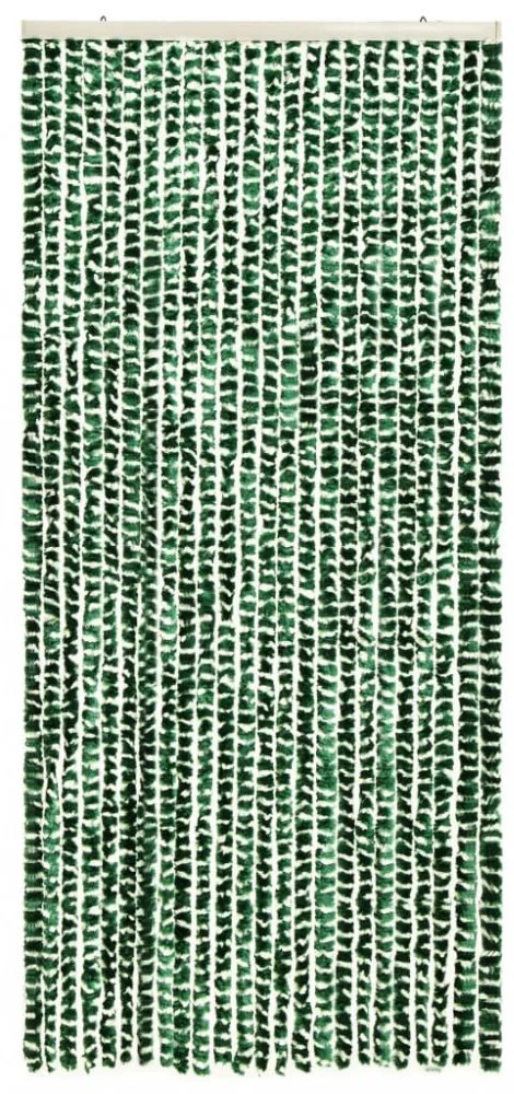 zöld és fehér zsenília rovarfüggöny 90 x 220 cm