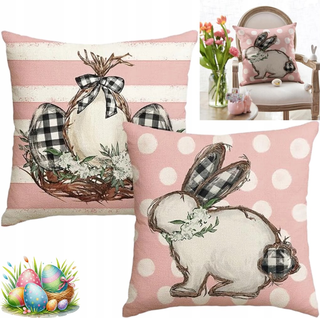 Párnahuzat 50X50 CM Dekoratív Húsvéti Tavaszi 2 db