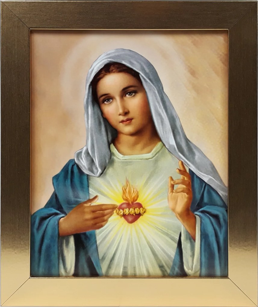 Vászonkép 30x25 Mária Szíve Mária Arany Keret