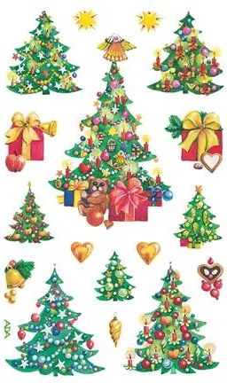 Matrica, papír, 3 ív, 76x120 mm, AVERY ZWECKFORM, Z-Design No.52401, karácsonyfa (AY52401)